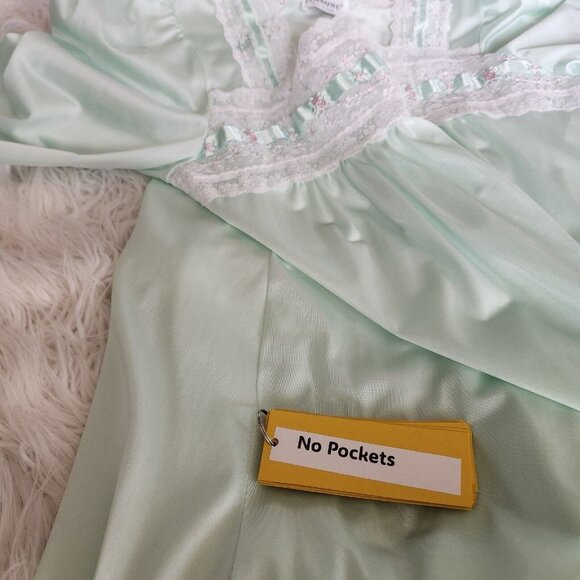 Vintage Nightgown Short Sleeve Nylon Nightie Lorraine Sz M‎ Mint Green Lace NEW - Picture 12 of 16